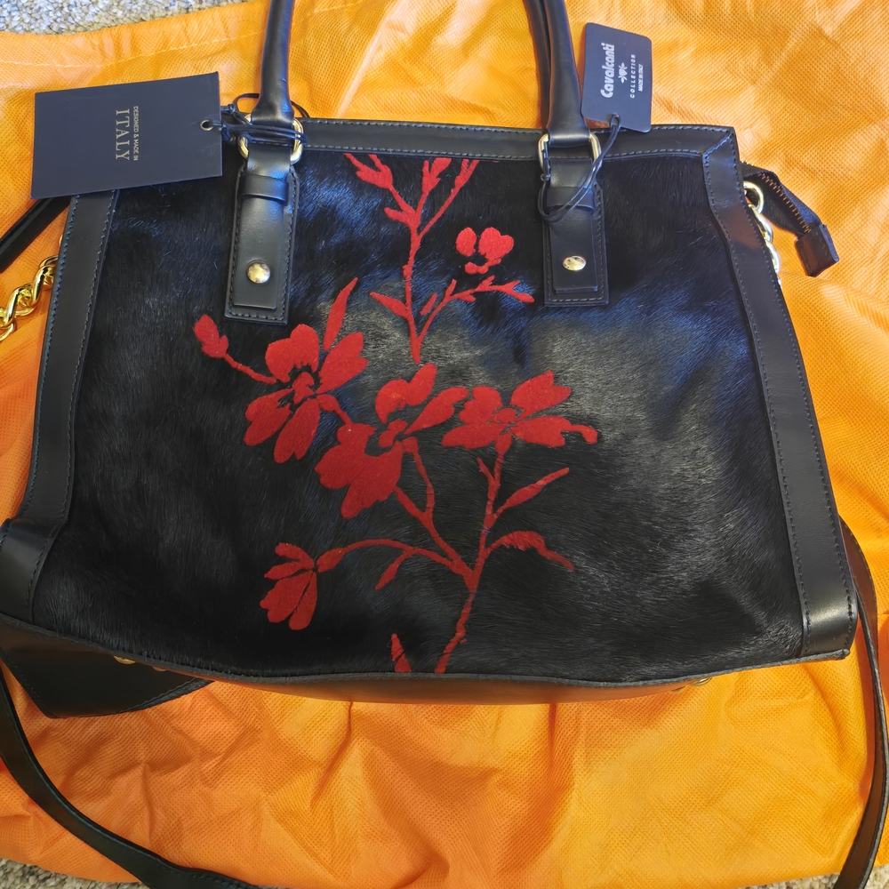 Black and Red Floral Women's Bag